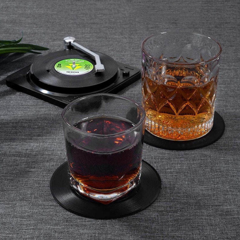 Mini Vinyl Record Coaster for Drinks Creative Cup Plastic Etsy