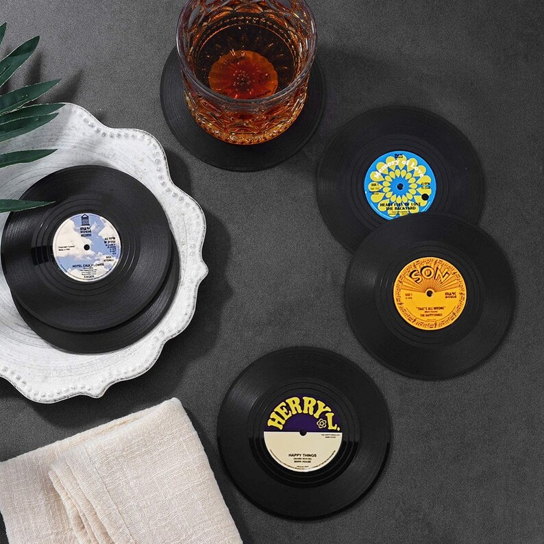 Mini Vinyl Record Coaster for Drinks Creative Cup Plastic Etsy