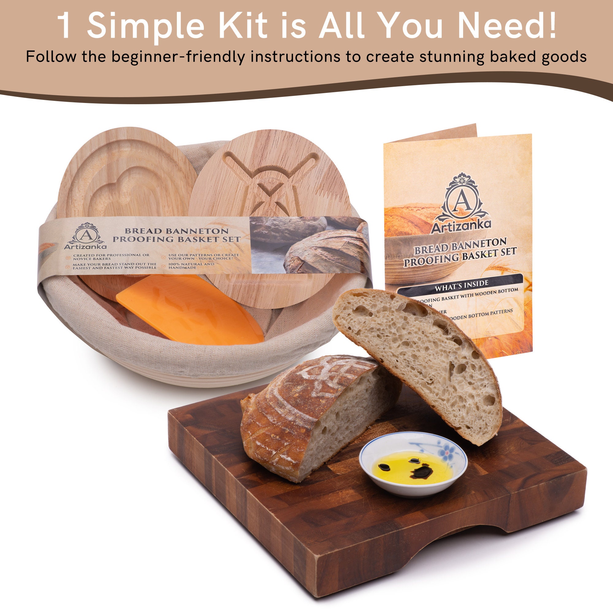 Unique 9 in Round Bread Proofing Basket Set Make Sourdough Etsy