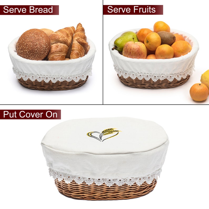 Medium Poly Wicker Bread Basket for Serving Set 11x8 Wicker Basket With