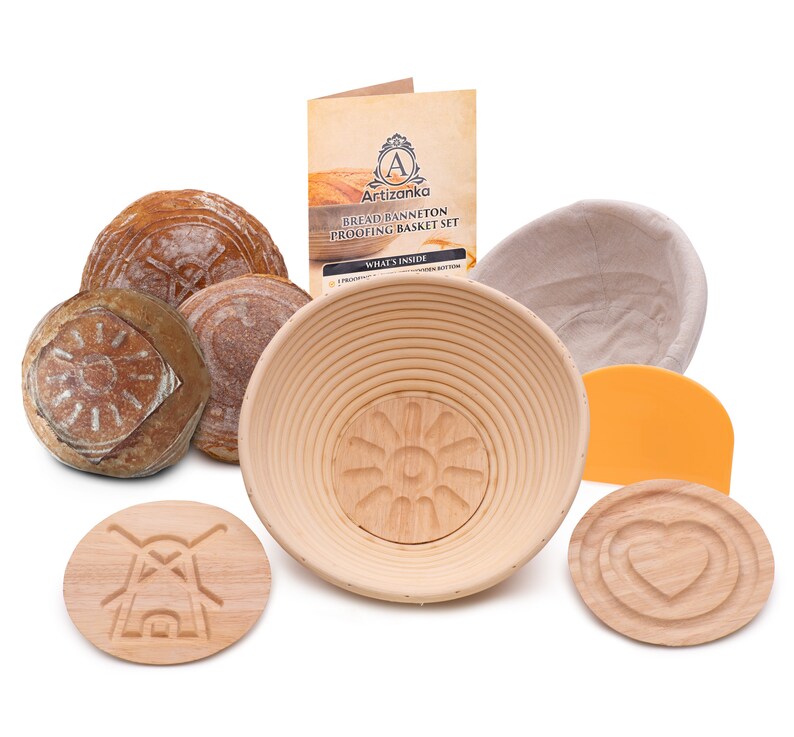 Unique 9 in Round Bread Proofing Basket Set Make Sourdough Etsy New