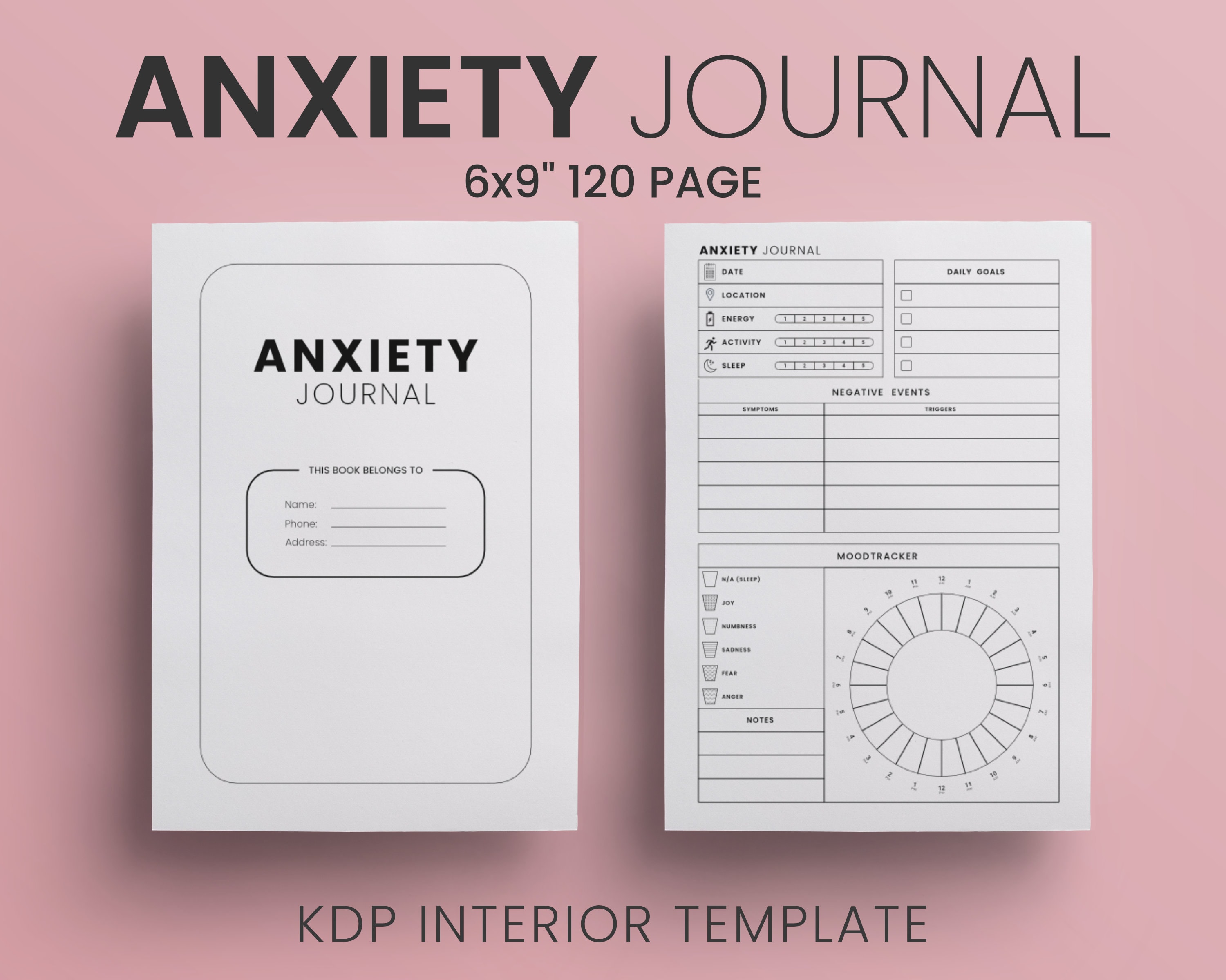 Anxiety Journal 6x9 Inches with Bleed Ready to Upload PDF Commercial Anxiety Journal 6x9 Inches with Bleed Ready to Upload PDF Commercial