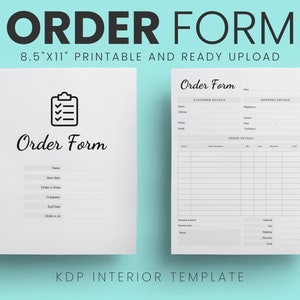 Order Form Template | Purchase Order Form Template | KDP Template | Printable Craft Order Form | Order Form For Small Business 8.5x11 Inch