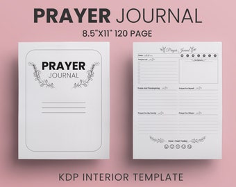 Floral Prayer Journal Template: 8.5"x11" 120-Page KDP Interior (PDF)