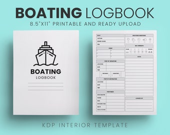 Boating Logbook,  Daily Journal,  KDP Interior Template 8.5"X11" inches 120 Page Ready to Upload