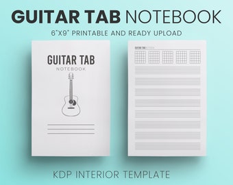 Guitar Tab Notebook 6X9 inches Ready to Upload PDF commercial use KDP Interiors Template Low Content Book, Tablature ,KDP Interior Template