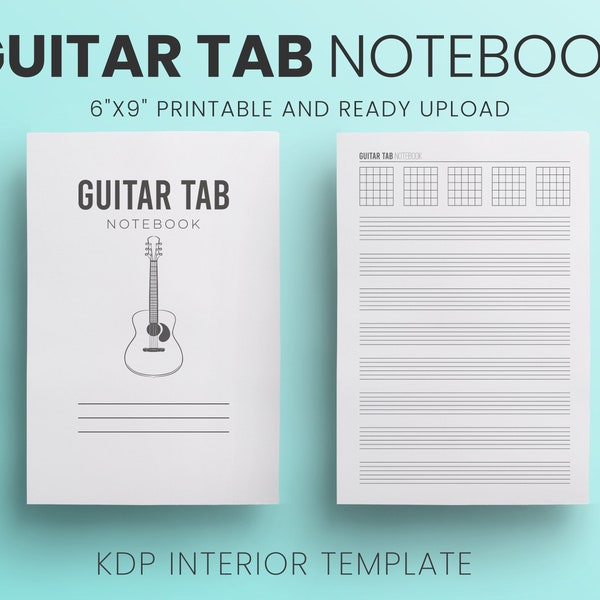 Guitar Tab Notebook 6X9 inches Ready to Upload PDF commercial use KDP Interiors Template Low Content Book, Tablature ,KDP Interior Template