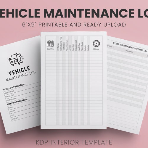 Car Maintenance Log Vehicle Maintenance Car Log Book Car - Etsy