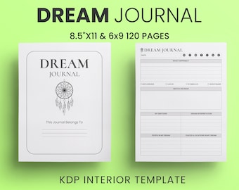 Dream Journal KDP Interior Template (8.5x11 & 6x9) (PDF)