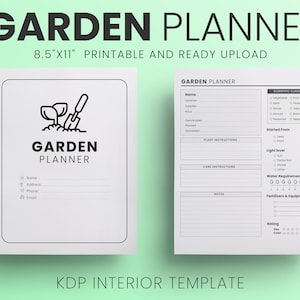 Garden Planner KDP Interior Template 8.5"X11" inches 120 Page Ready to Upload PDF,Gardening Journal printable, Garden Organizer