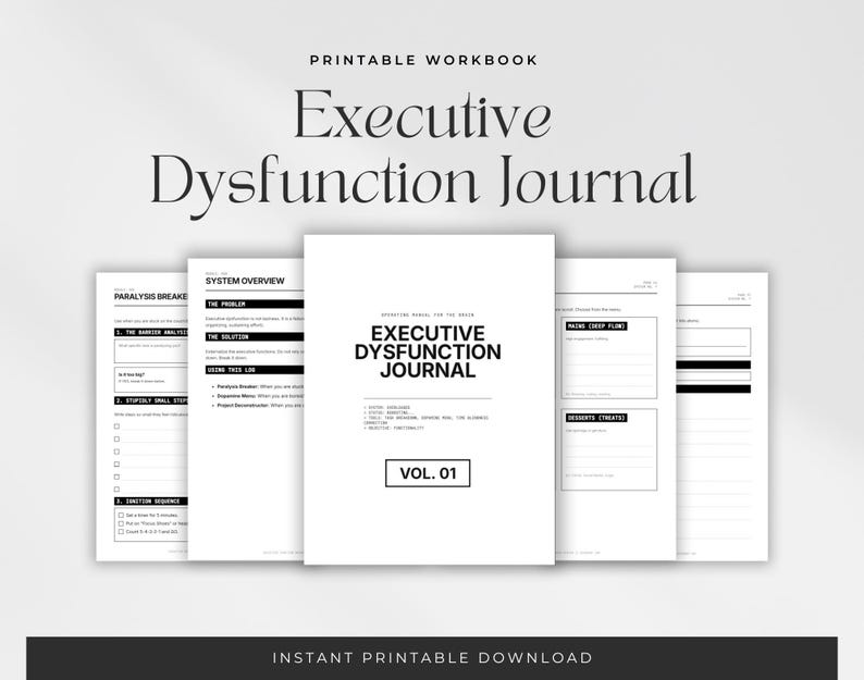 ADHD Executive Dysfunction Journal, Task Paralysis Breaker (PDF) - Etsy