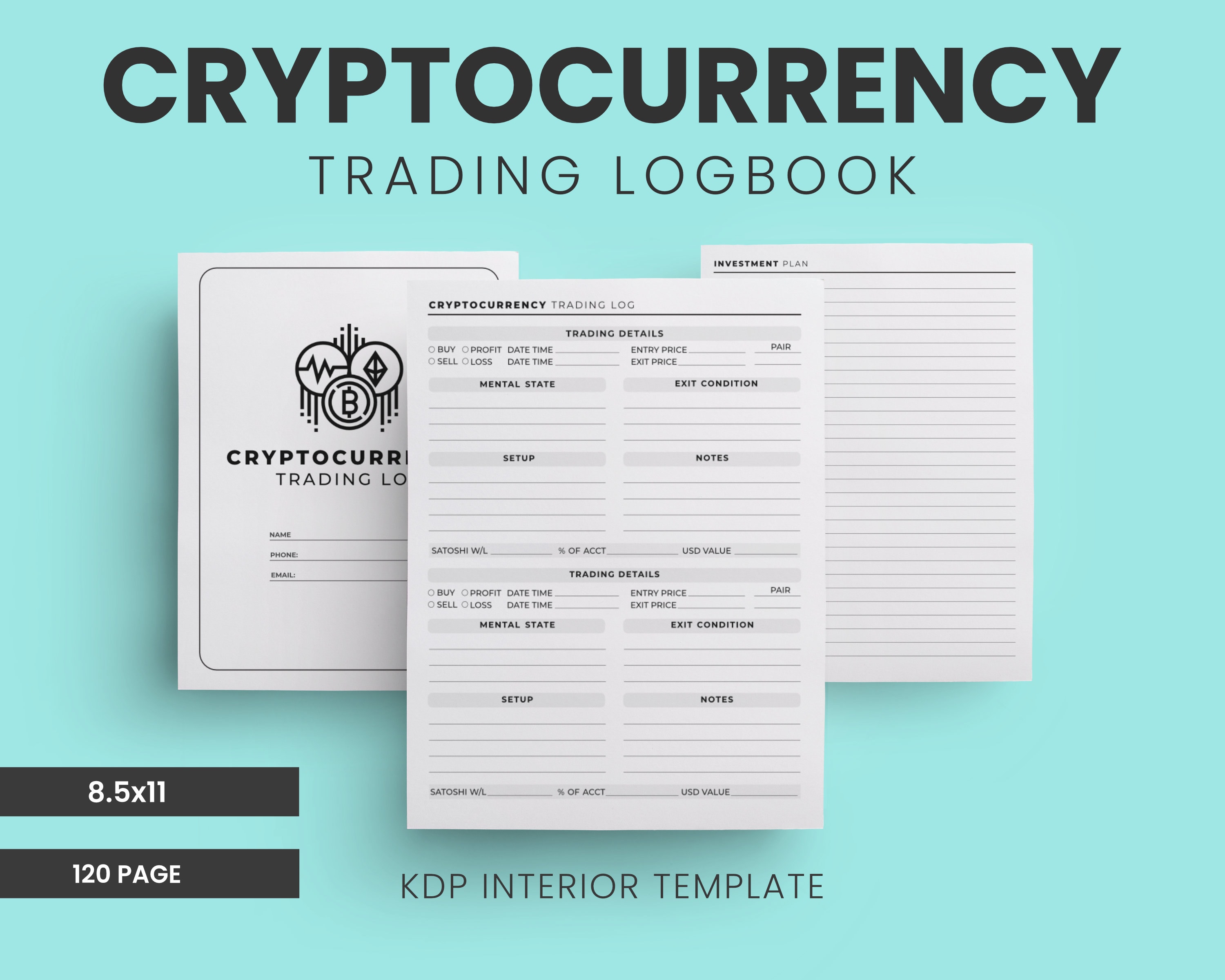 Cryptocurrency Trading Logbook 8.5x11 Inches Ready to Upload