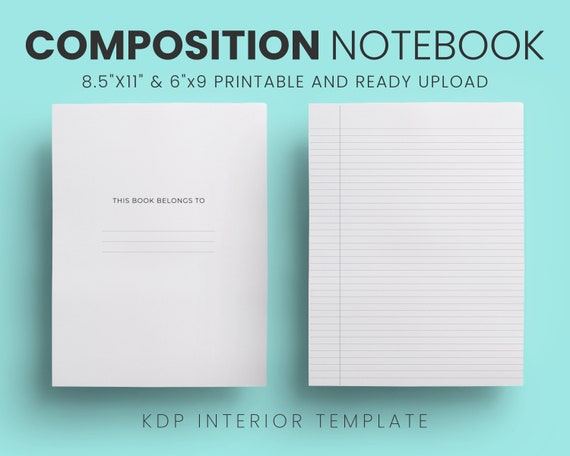 College Ruled Composition Notebook Interior: KDP Ready (PDF)