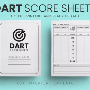 Approved KDP Dart Score Sheets 8.5&quot;x 11&quot; inches (with bleed) Ready to Upload PDF commercial use KDP Interiors Template Low Content Book