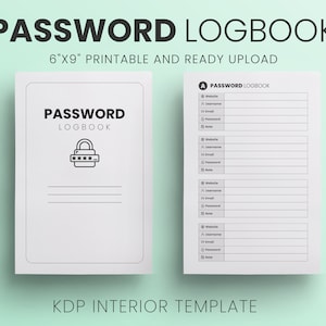 Password Logbook: 105-Page KDP Interior (6x9 Inches) (PDF) image 1