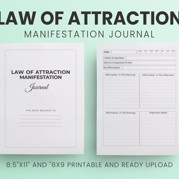 Approved KDP Law of Attraction Manifestation Journal | KDP Interior Template 8.5x11 6x9 inches 120 Page Ready to Upload PDF