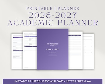 Academic Planner 2026-2027 | 85 Page Student Planner PDF | College Planner | GPA Tracker | Weekly Study Planner | Assignment Tracker | KDP