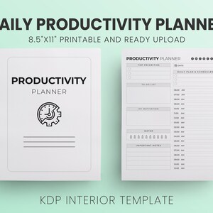 Daily Productivity Planner KDP Journal 120 pages 8.5x11 Ready to Upload PDF Commercial use or Low Content, To-Do List, KDP interior