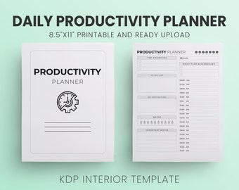 Daily Productivity Planner, 120 Pages, 8.5x11 (Ready to Upload PDF)