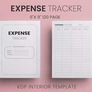 Expense Tracker Book 6X9 inches Ready to Upload PDF commercial use KDP Interiors Template Low Content Book