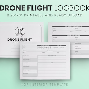 Interior del libro de registro de vuelo del dron, listo para subir (PDF de 8,25" x 6")