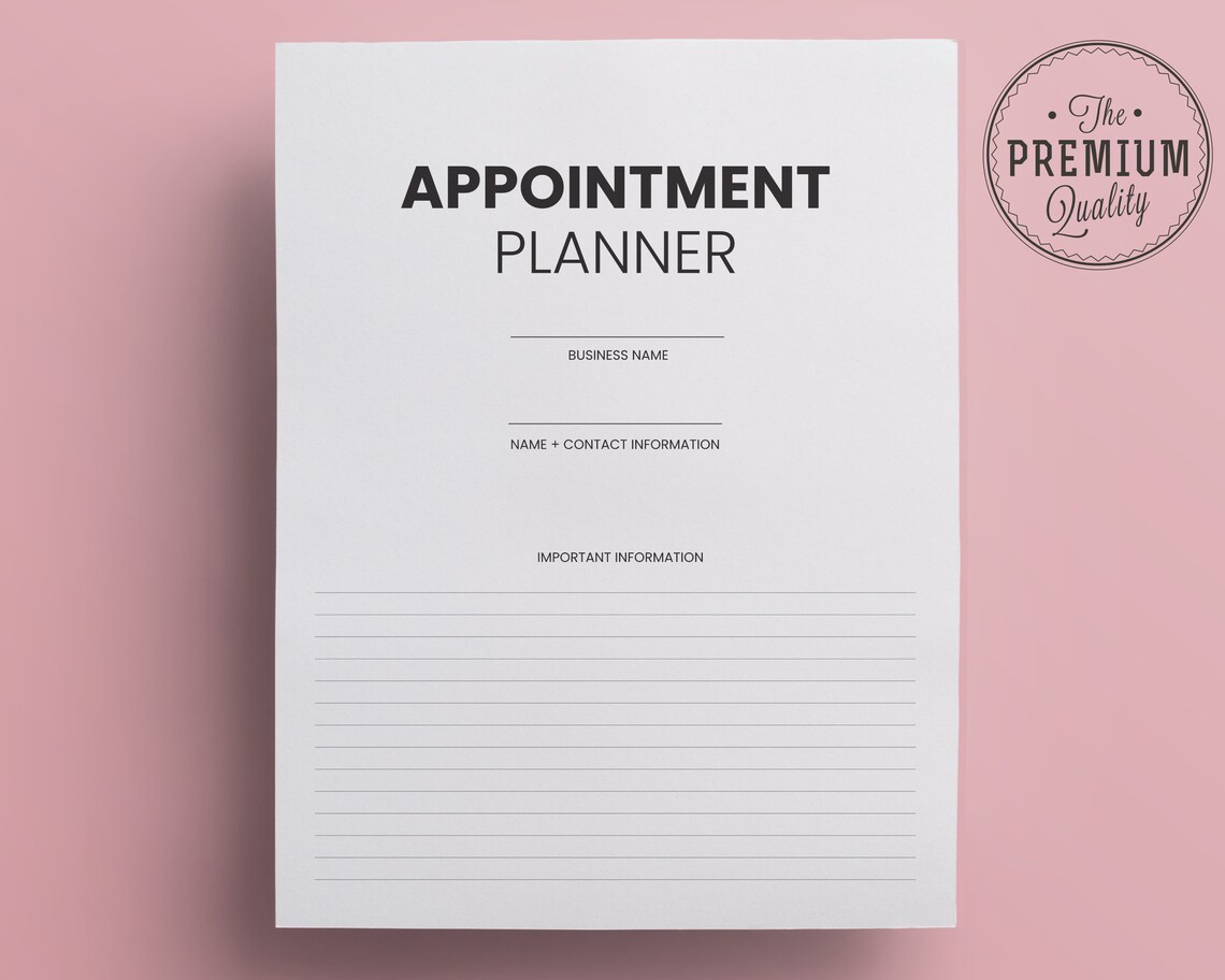 Appointment Planner Printable Template Ready to Upload PDF Commercial ...