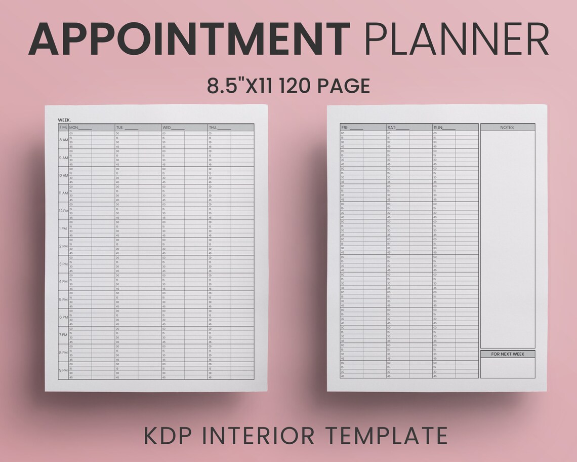 Appointment Planner Printable Template Ready to Upload PDF Commercial