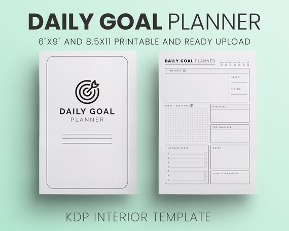 Daily Goal Planner Template, KDP Interior (6x9 & 8.5x11) (PDF)