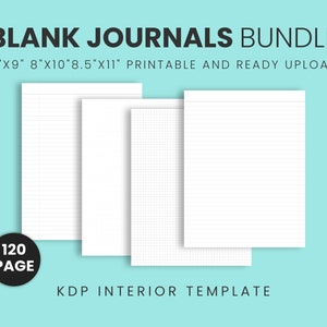 KDP Interiors Bundle / A righe vuote, griglia a punti, carta a griglia, diari / Libro a basso contenuto / Uso commerciale / Approvato KDP / 120 pagine / KDP