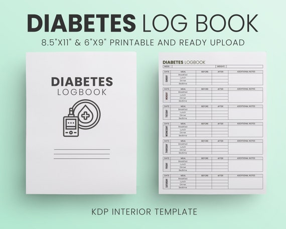 Diabetes Log Book KDP Interior: 6x9 & 8.5x11 (Ready to Upload PDF)