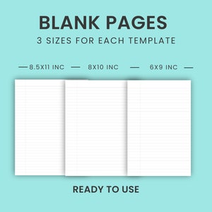 May include: Three blank lined pages in three different sizes: 8.5x11 inches, 8x10 inches, and 6x9 inches. The pages are ready to use.