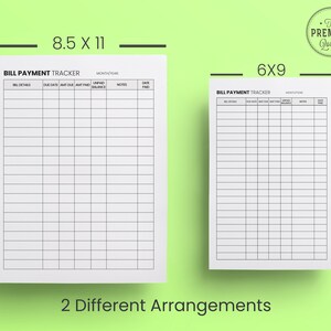 Bill Payment Tracker 6x9 and 8.5X11 Inches Printable Template Ready to ...
