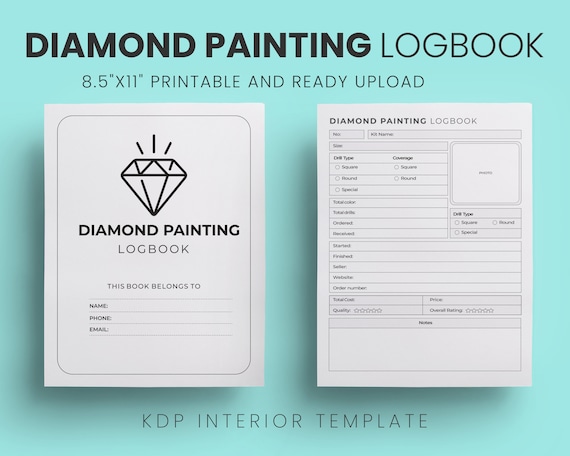 Diamond Painting Logbook: KDP Interior Template (8.5"x11") (PDF)