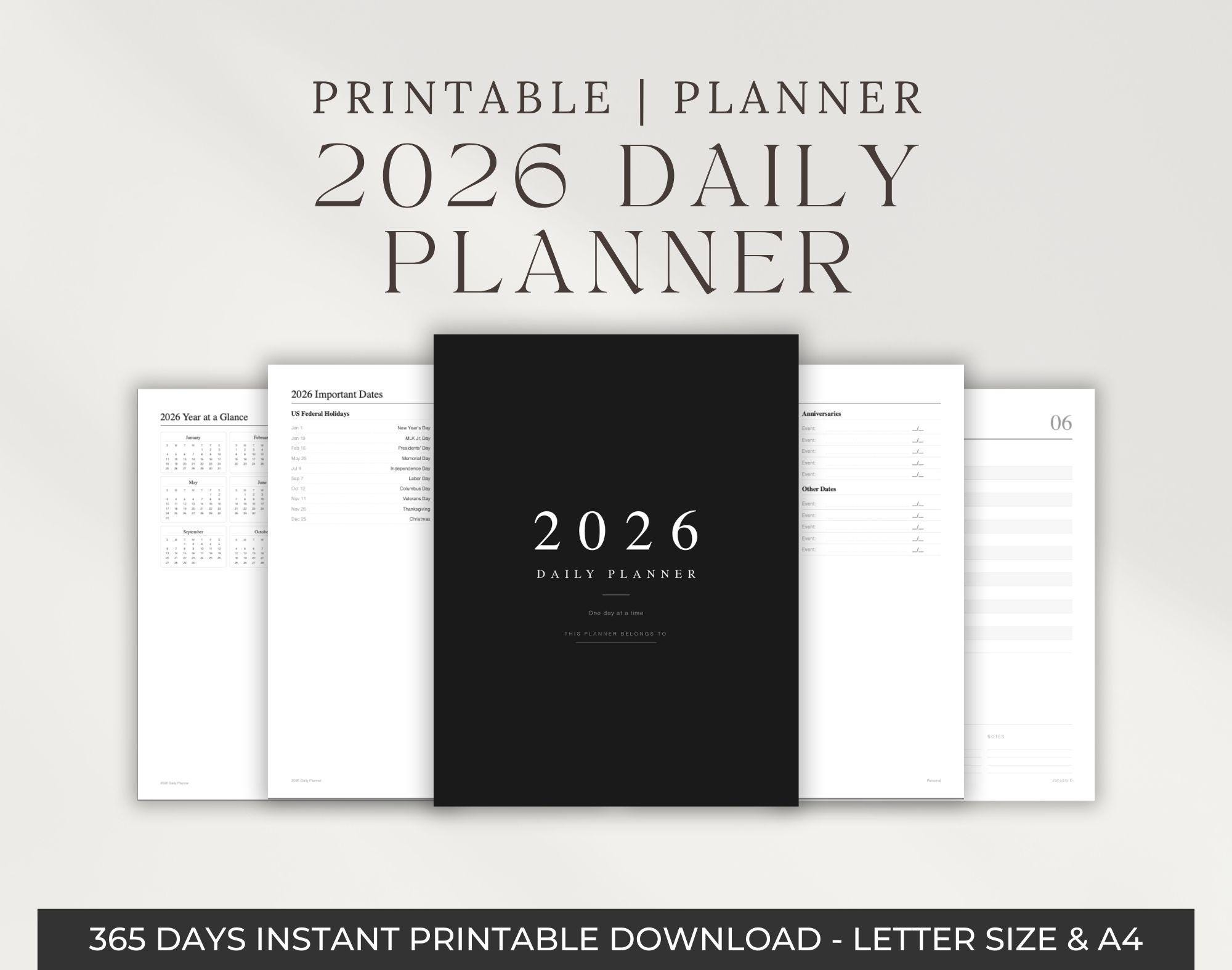 2026 Daily Planner Printable PDF, 365 Days Planner, Daily Schedule ...