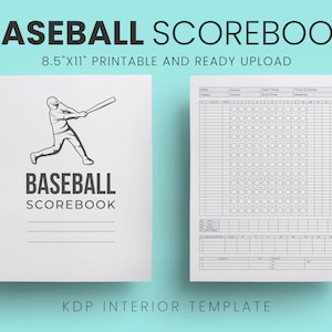 Baseball Scorebook 8.5x11 inches (with bleed) Ready to Upload PDF commercial use KDP Interiors Template Low Content Book
