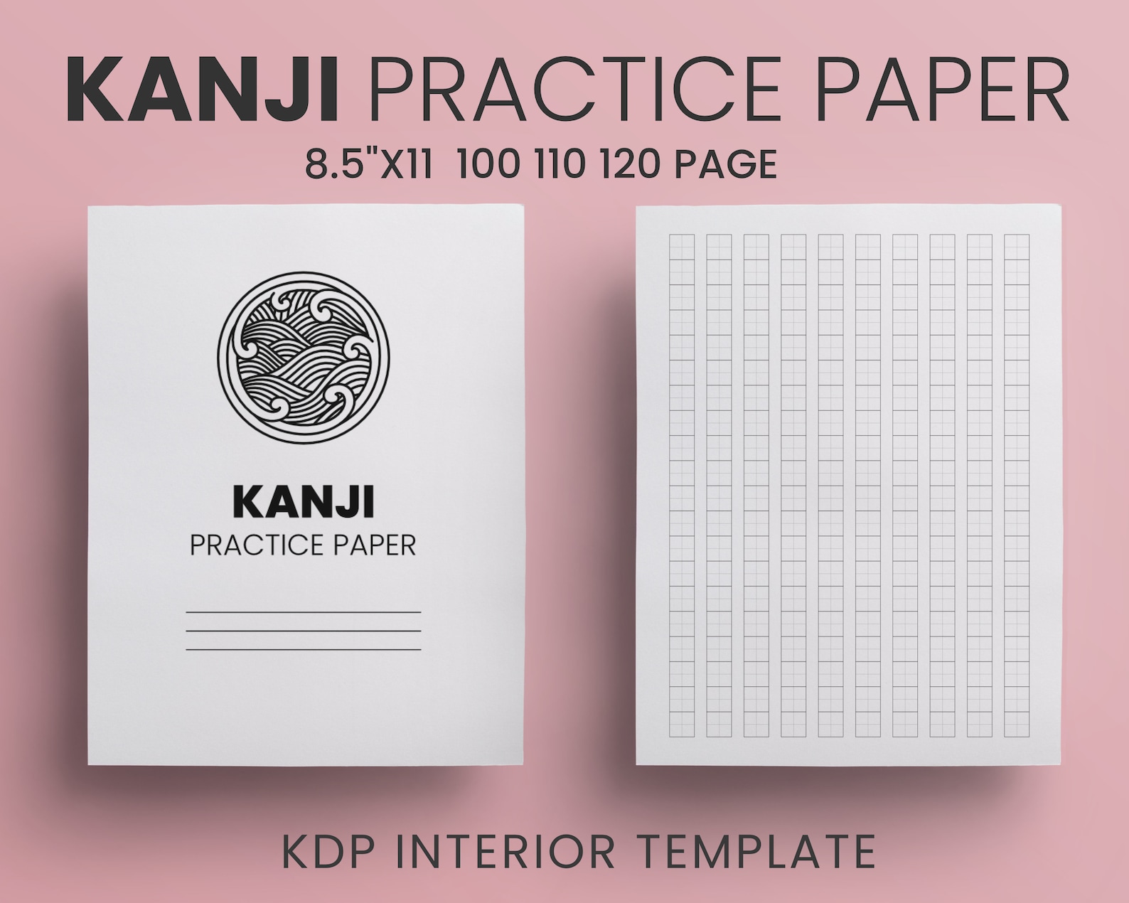 Kanji Practice Paper 8.5x 11 Inches with Bleed Genkouyoushi Ready to ...