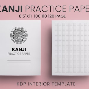 Kanji Practice Paper 8.5"x 11" inches (with bleed) Genkouyoushi Ready to Upload PDF commercial use KDP Interiors Template Low Content Book