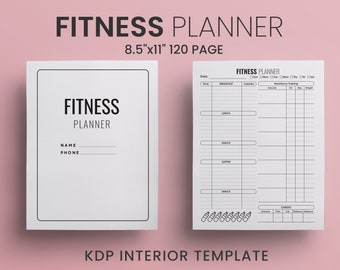 Fitness Planner KDP Intérieur - 8.5 x 11 Utilisation commerciale prêt à télécharger PDF