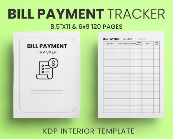Bill Payment Tracker 6x9 and 8.5X11 Inches Printable Template - Etsy