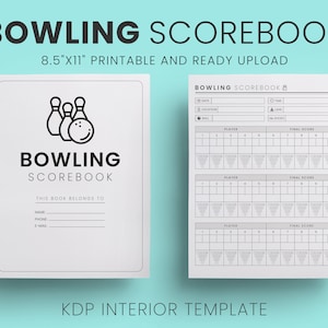 Bowling Scorebook 8.5x11 inches (with bleed) Ready to Upload PDF commercial use KDP Interiors Template Low Content Book