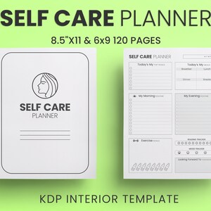 Self-Care Planner 6x9 and 8.5X11 inches Ready to Upload PDF commercial use KDP Interiors Template Low Content Book
