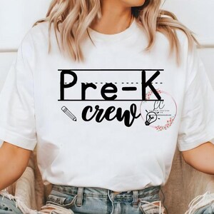 Pre-K Crew svg, Pre-k Lehrer svg, Lehrer-Shirt, Frühkindliche Erzieherin svg, Lehrer-Zitat Png