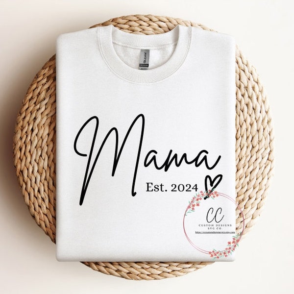 Mama Est. 2024 SVG, Mama Est. 2024 Shirt, nieuwe moeder Svg, Mama Svg, moeder Svg, postpartum cadeau