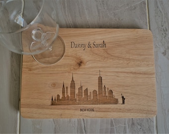 New York chopping board, skyline engraved custom cutting board- New York City /personalised chopping/ cutting board, city chopping boards