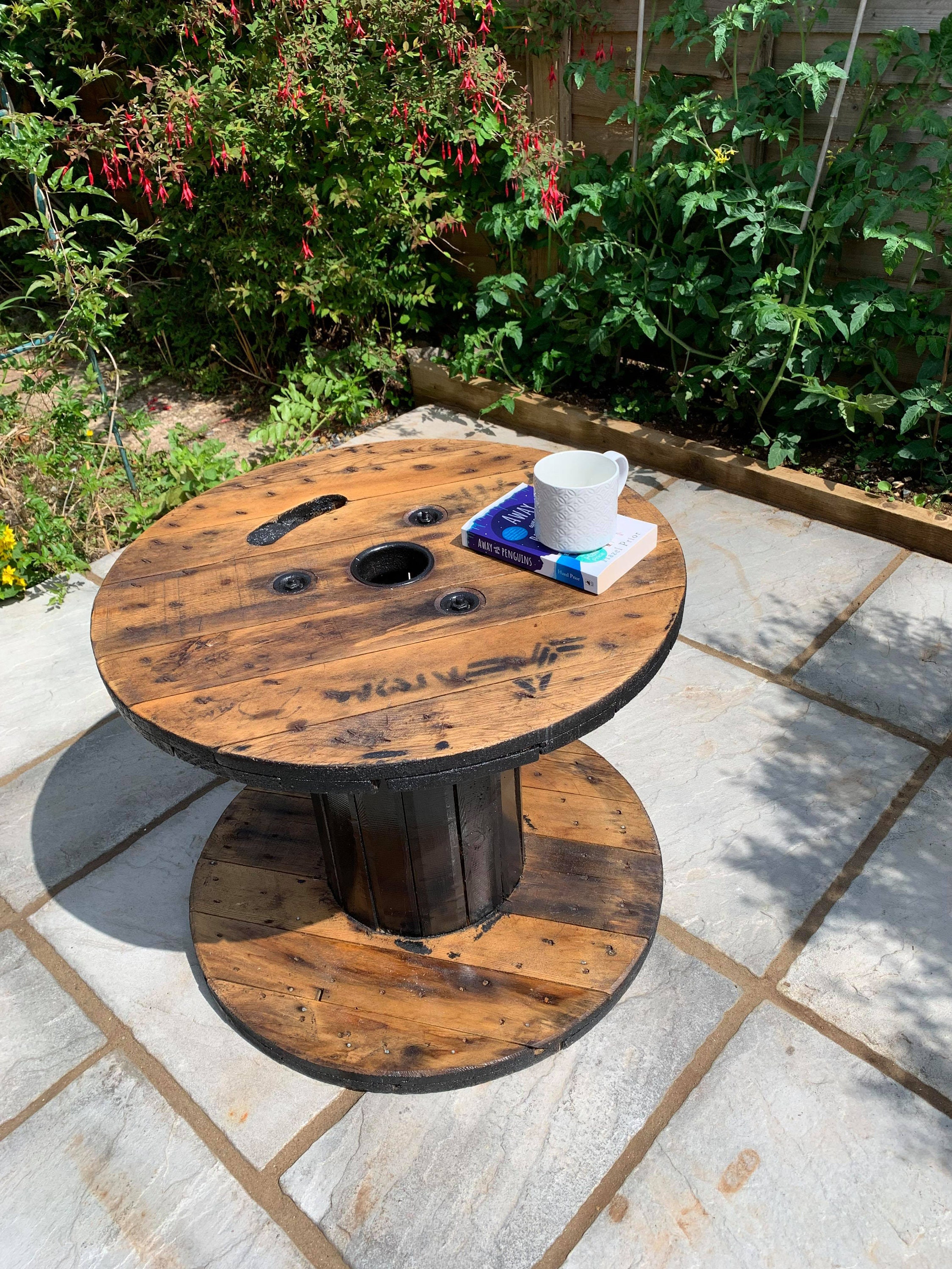 Wooden Reel table/Outdoor Table/Coffee Table/ Rustic Table | Etsy
