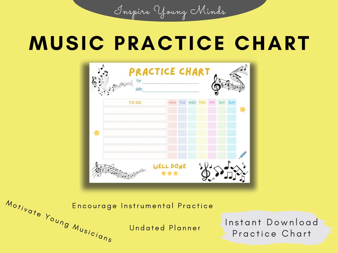 Music Instrument Practice Chart for Kids Piano Practice Etsy