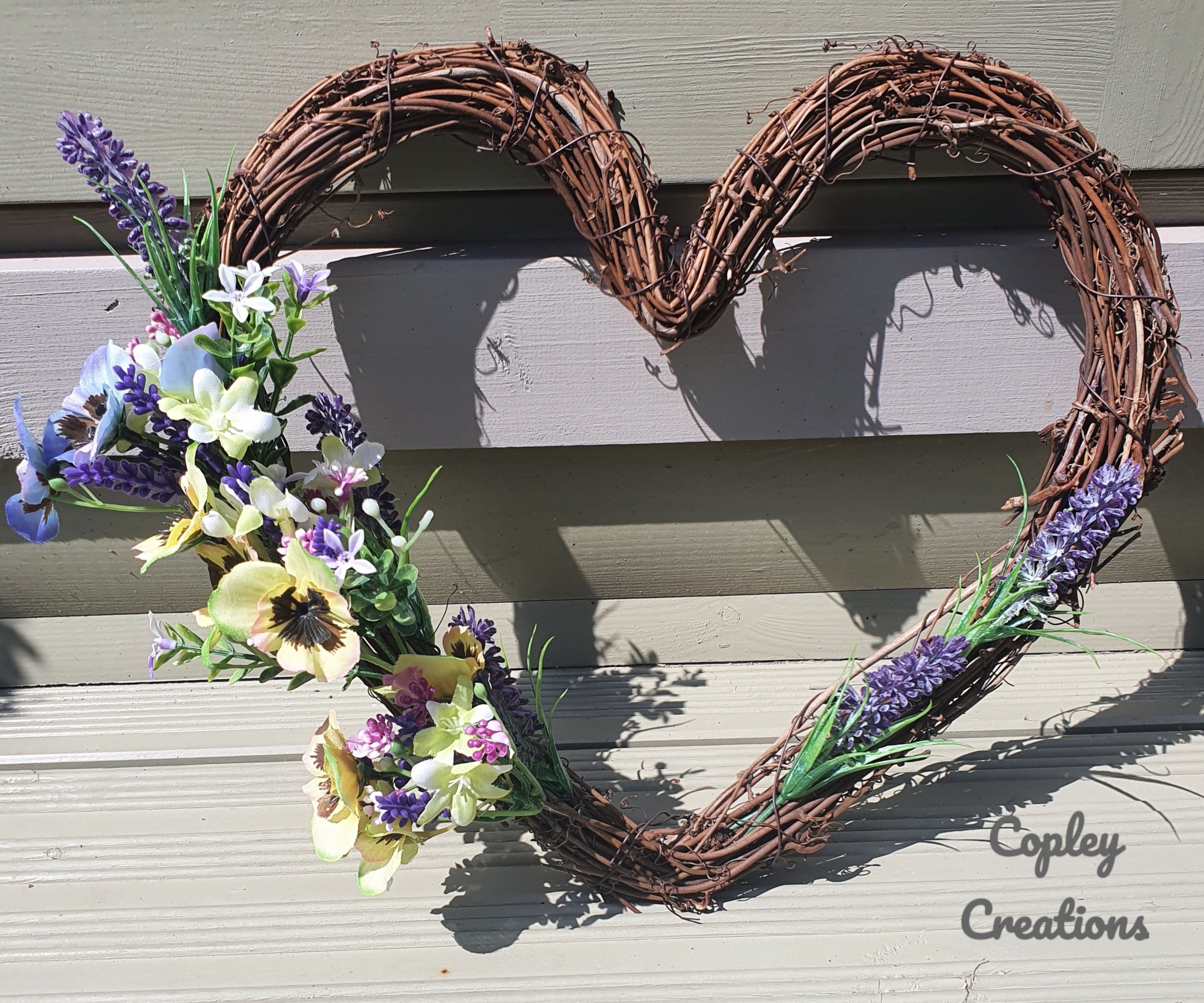 Rustic Wicker Love heart Wreath Heart Wreath Fake Flower Etsy