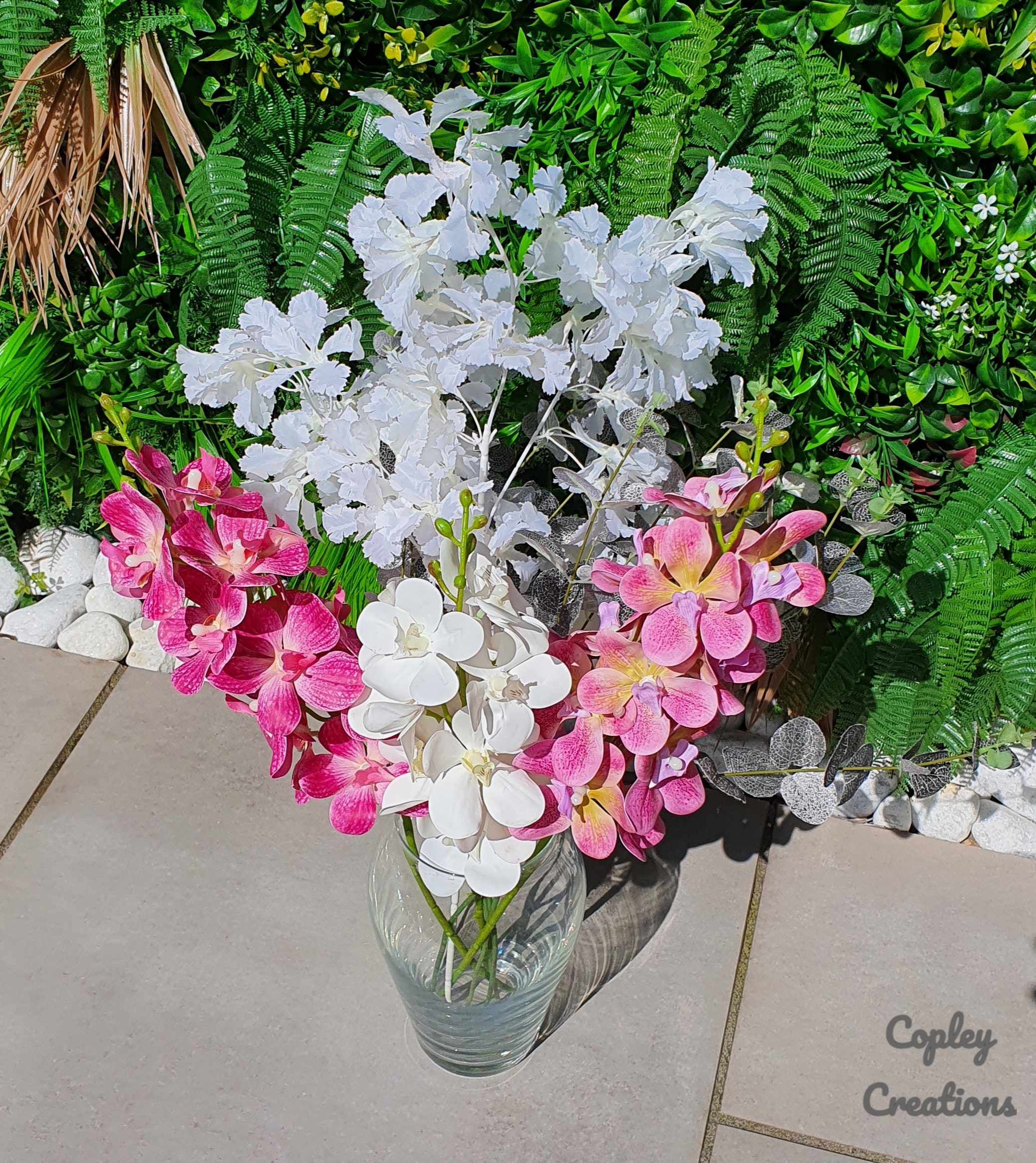 Glass vase full of artificial flowers Perfect present Gift Etsy