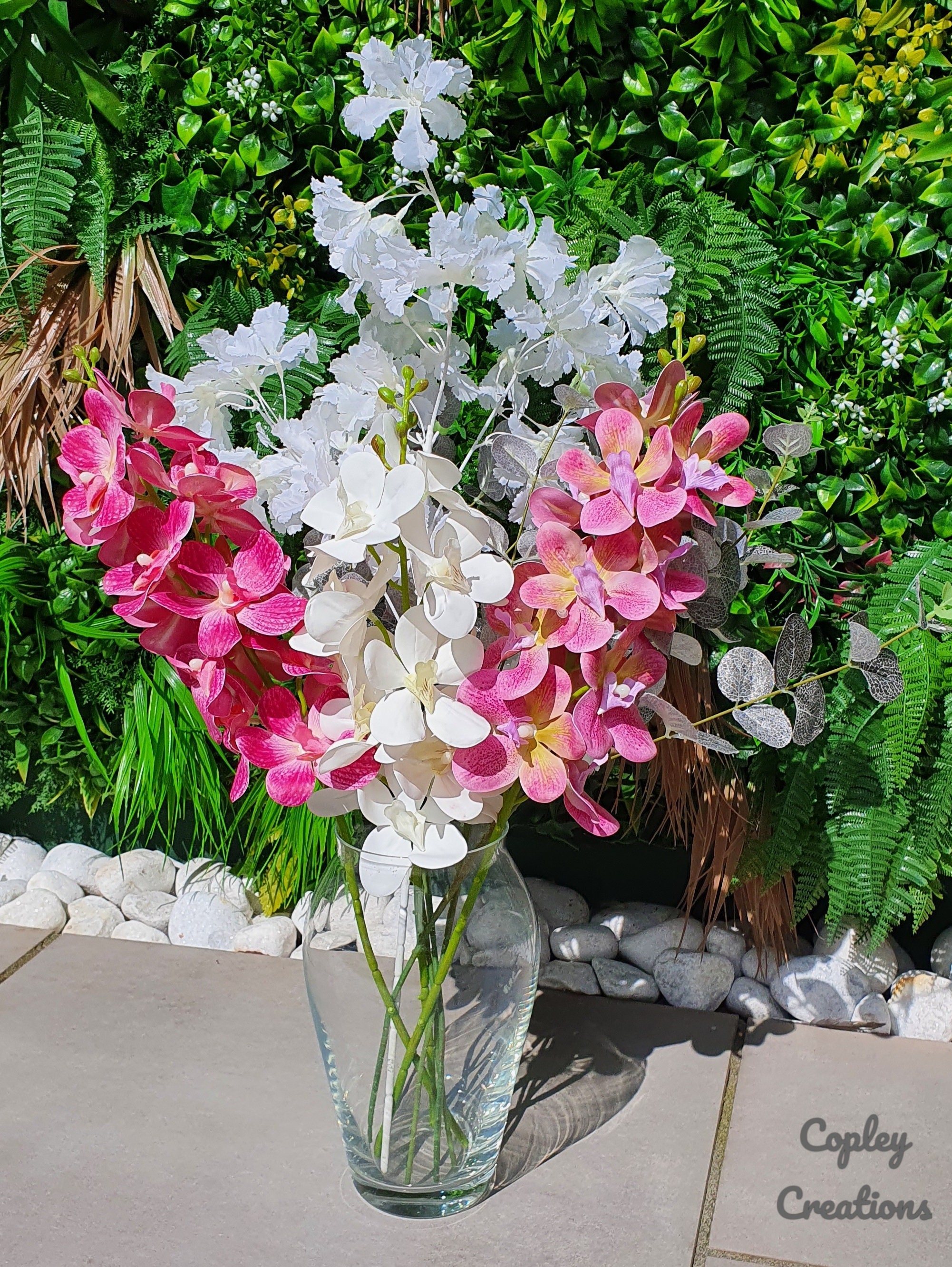 Glass vase full of artificial flowers Perfect present Gift Etsy