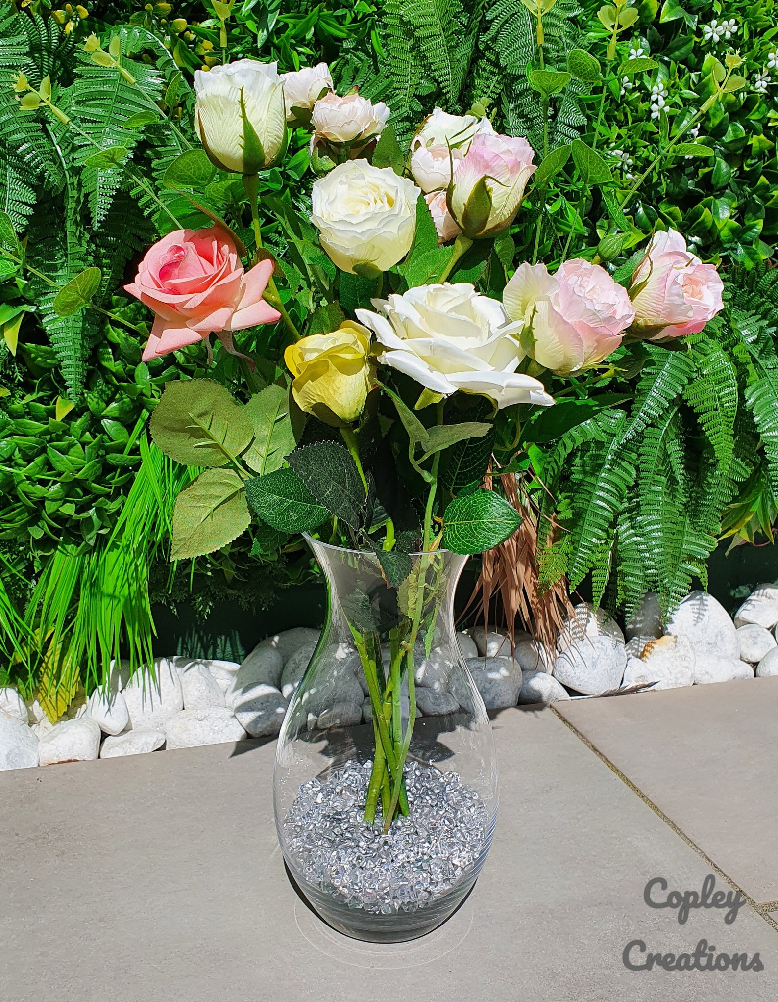 Glass Vase Full of Various Roses Fake Flower Display Etsy